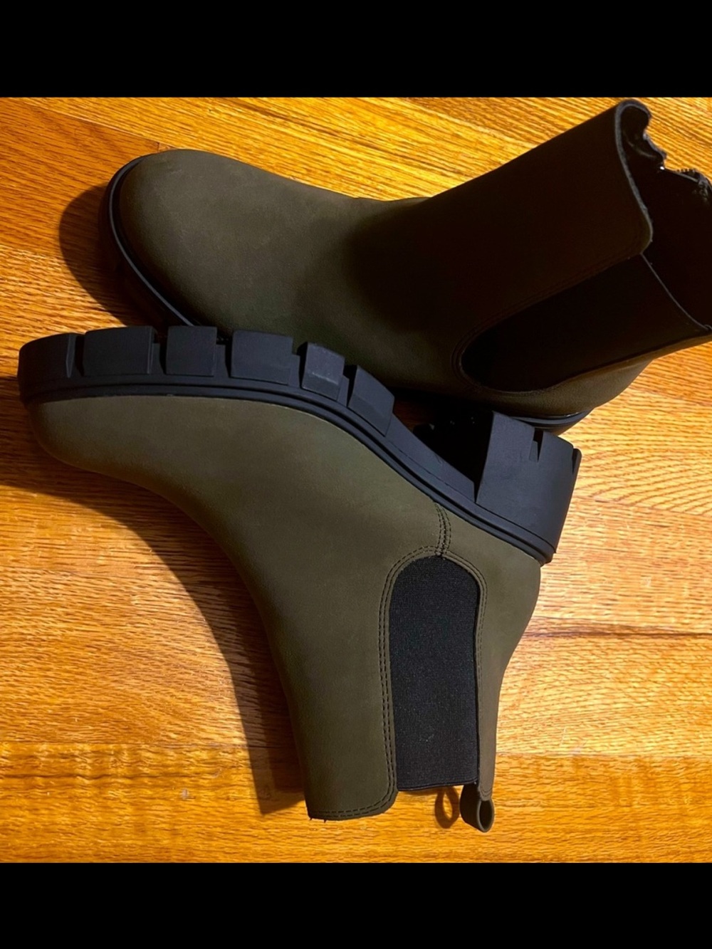 Madden Girl Olive Green Chunky Chelsea Ankle Boots